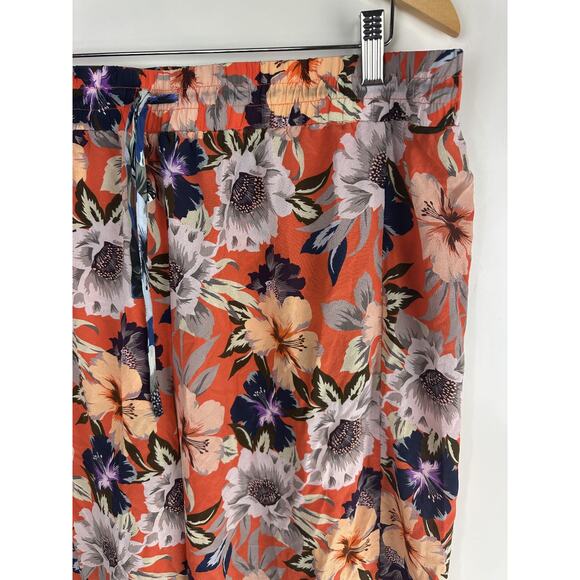 Johnny Was x Jade Silk Wide Leg Poonam Tropical Floral Crop Pants Sheer Size XL - Picture 12 of 14
